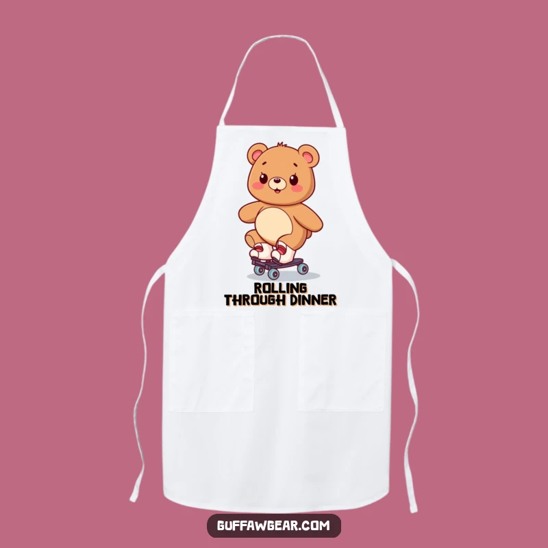 Funny Bear Roller Skate Apron: Kitchen Wobbles Master, Fun Cooking Gift