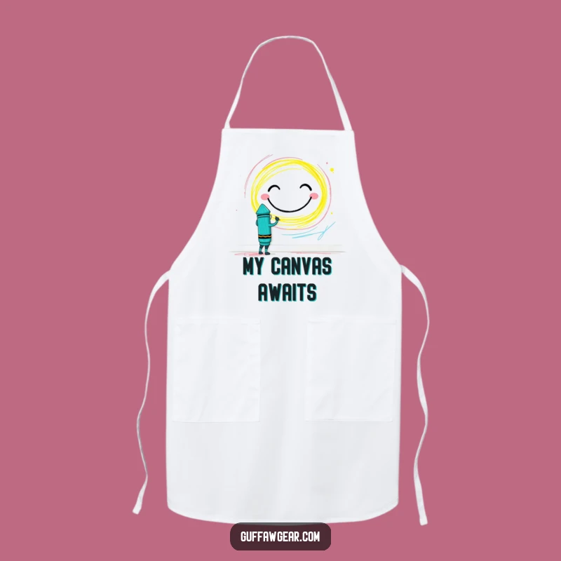 Funny Crayon Chef Apron: Brave Artist Smiley Face Kitchen Fun