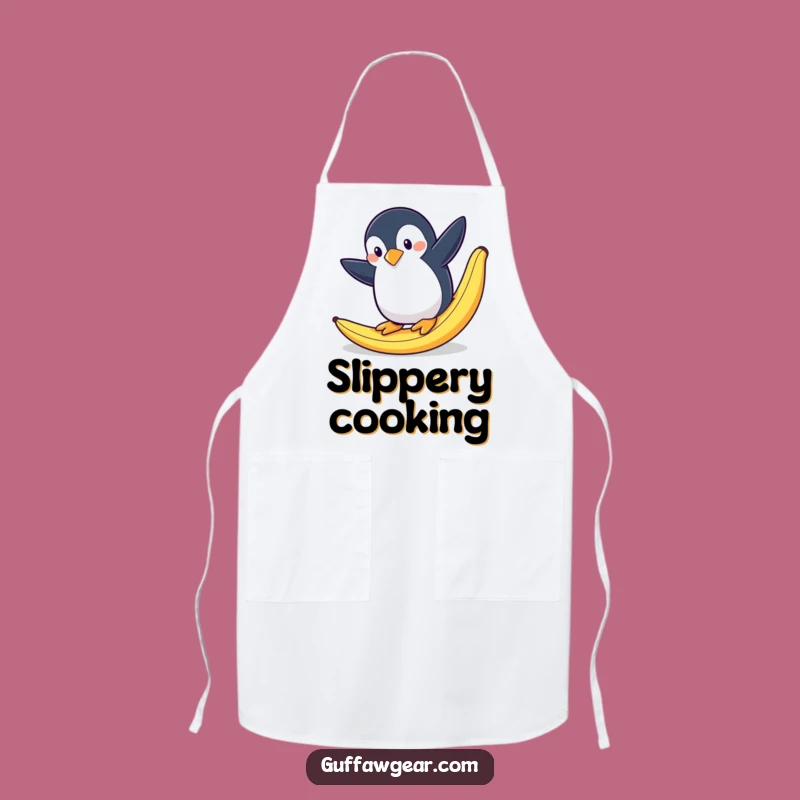 Funny Penguin Banana Slip Apron: Kitchen Catastrophe Master, Fun Cooking Gift