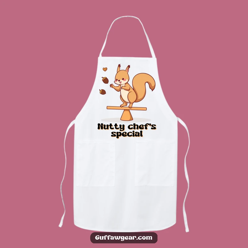Funny Squirrel Chef Apron: Juggling Acorn Kitchen Gift for Cooks