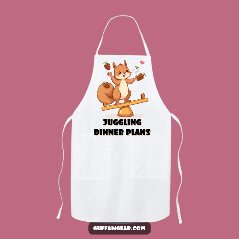 Funny Squirrel Juggling Apron: Acorn Chef Master, Kitchen Fun Gift