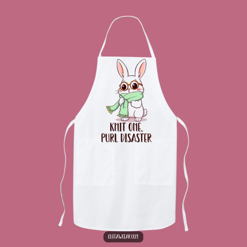 Funny Rabbit Monocle Knitting Apron - Hilarious Crafting Hobby Gift