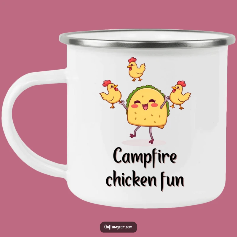 Funny Taco Juggling Enamel Camping Mug: Outdoor Fiesta - Hilarious Gift!