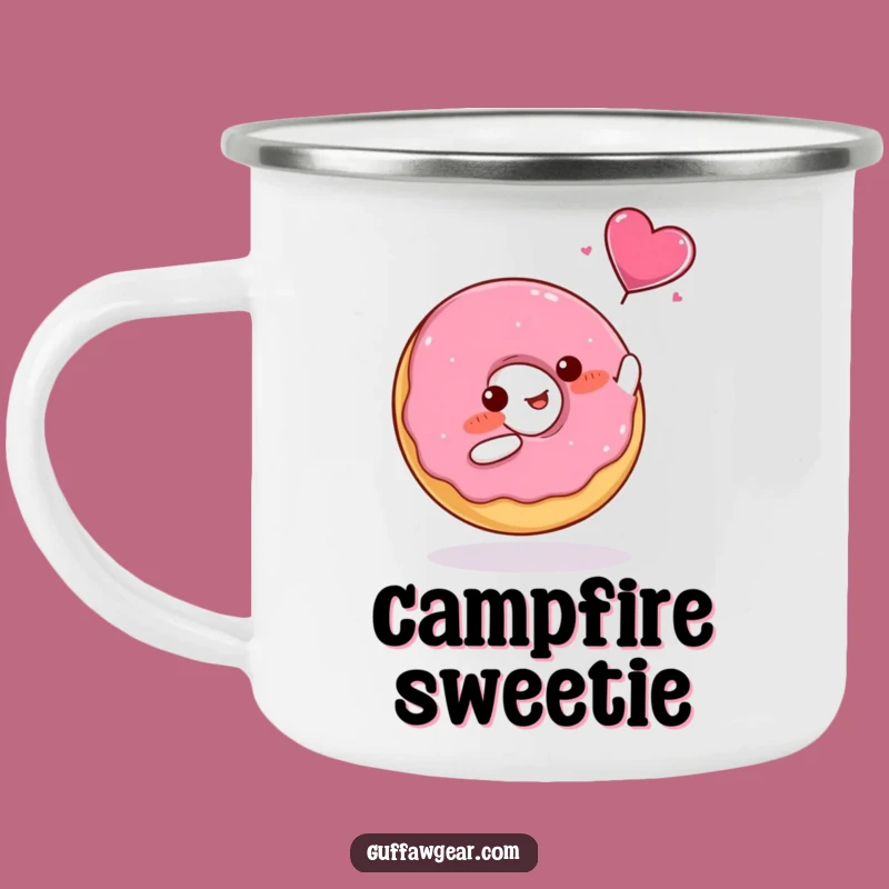 Funny Donut Heart Catch Camping Mug - Durable Sweet Enamel Cup Gift