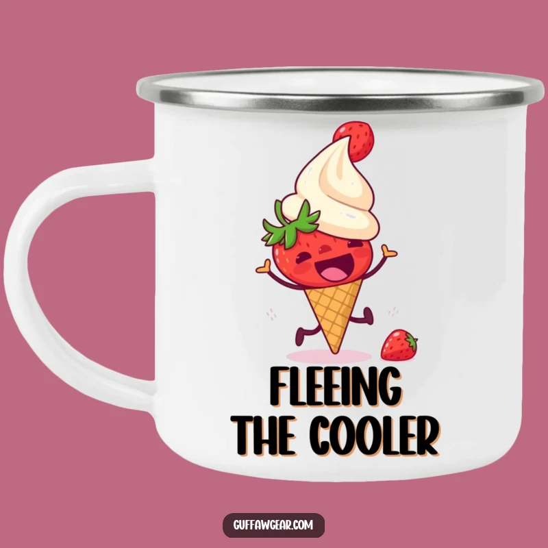 Funny Strawberry Ice Cream Camping Mug: Durable & Humorous Treat Companion