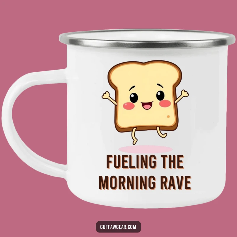 Funny Dancing Toast Camping Mug: Fuel Your Adventures with Breakfast Beats