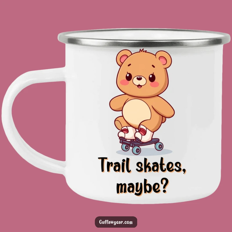 Funny Bear Roller Skate Camping Mug: Adventure Wobbles, Perfect Outdoor Gift