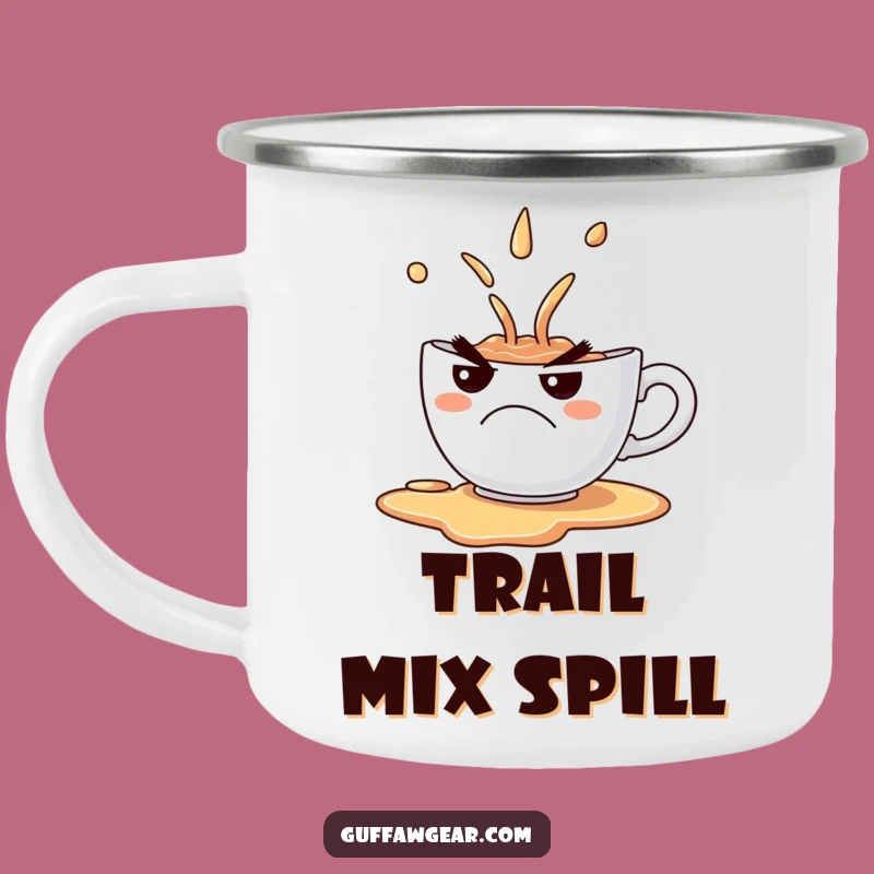 Funny Grumpy Teacup Spill Camping Mug - Durable Frown Enamel Cup Gift