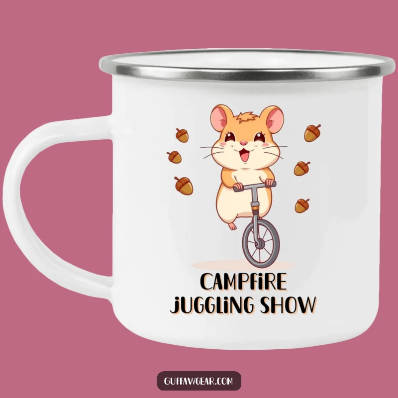 Funny Hamster Unicycle Juggling Camping Mug - Hilarious Outdoor Acrobatics Gift