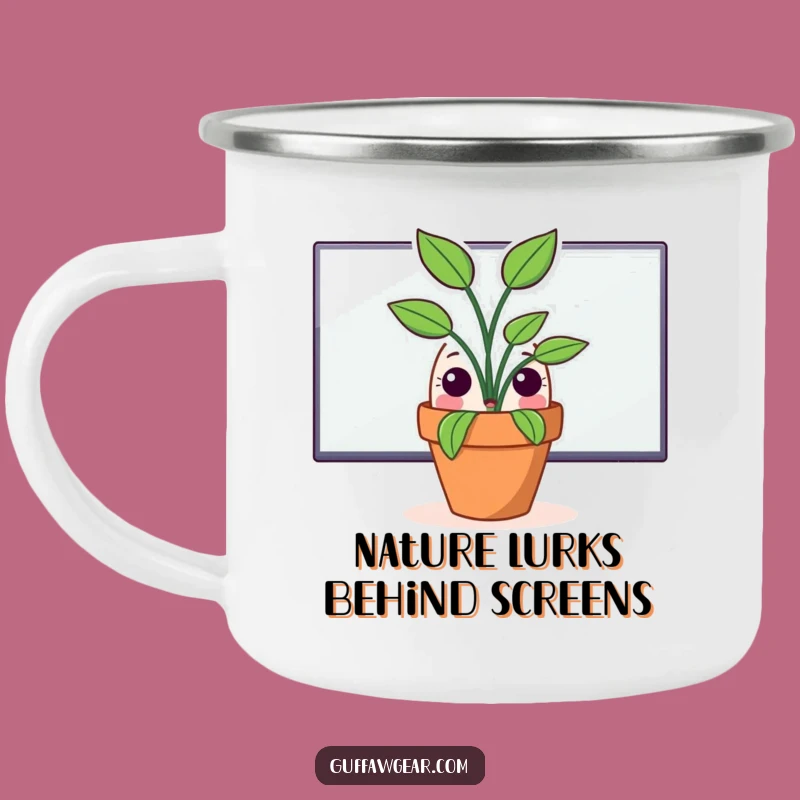 Funny Potted Plant Monitor Camping Mug - Sip Your Brew with Hilarious Office Charm