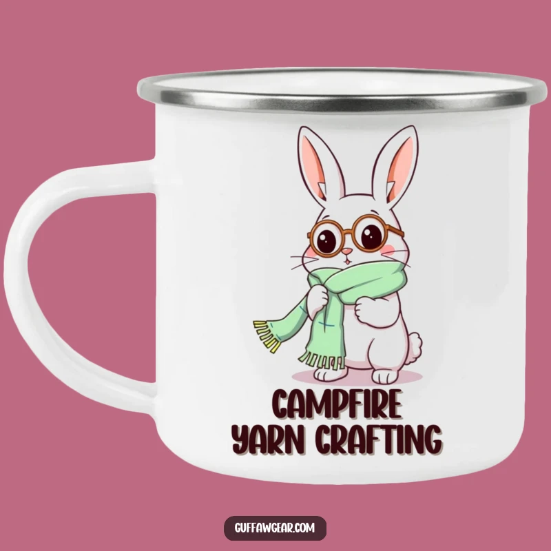 Funny Rabbit Monocle Knitting Camping Mug - Hilarious Outdoor Craft Gift
