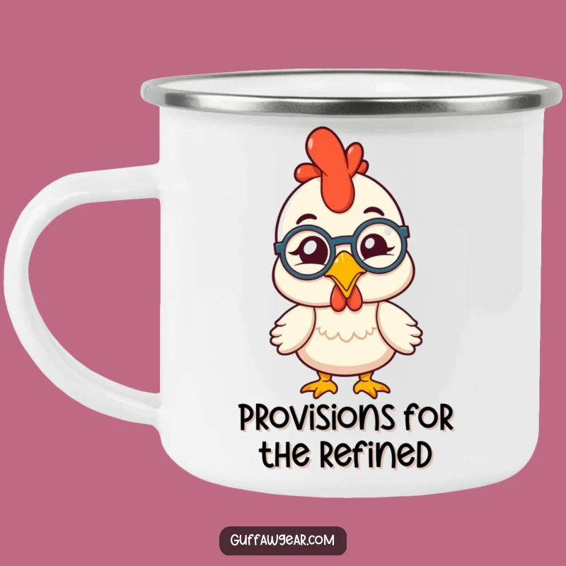 Funny Monocle Chicken Camping Mug: Adventure with Comedic Companionship