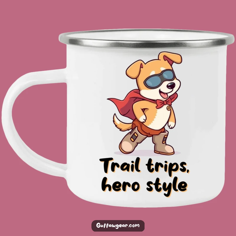 Funny Dog Superhero Tripping Camping Mug - Hilarious Outdoor Adventure Gift