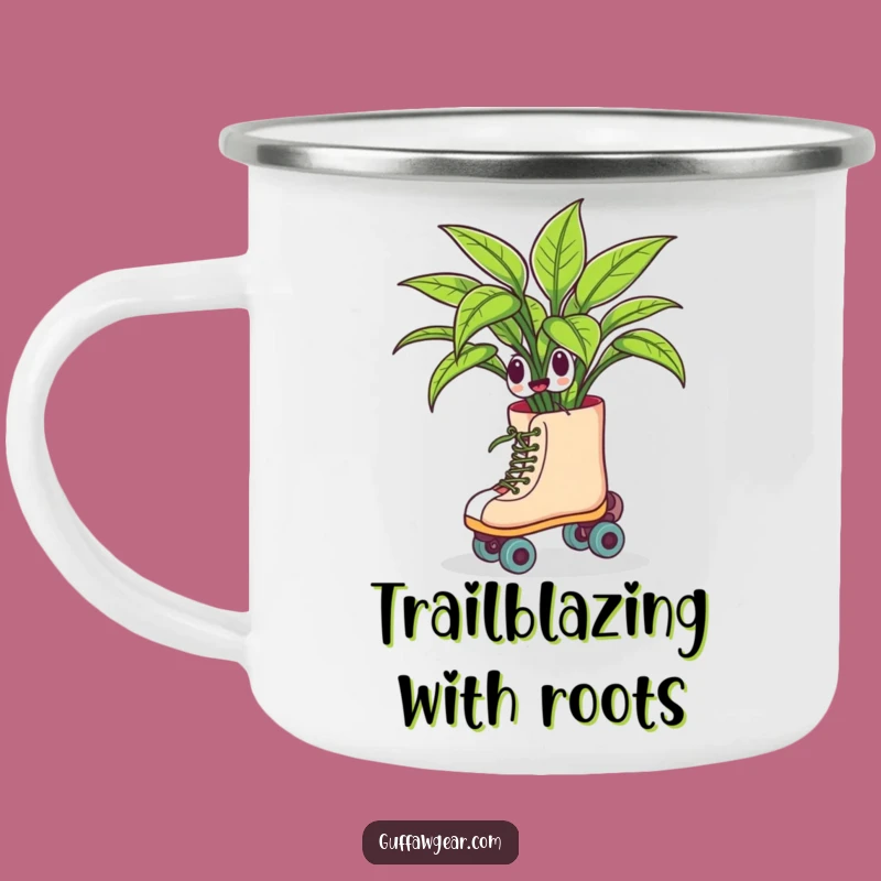 Funny Roller Skating Plant Camping Mug: Roll with Laughter Outdoors!