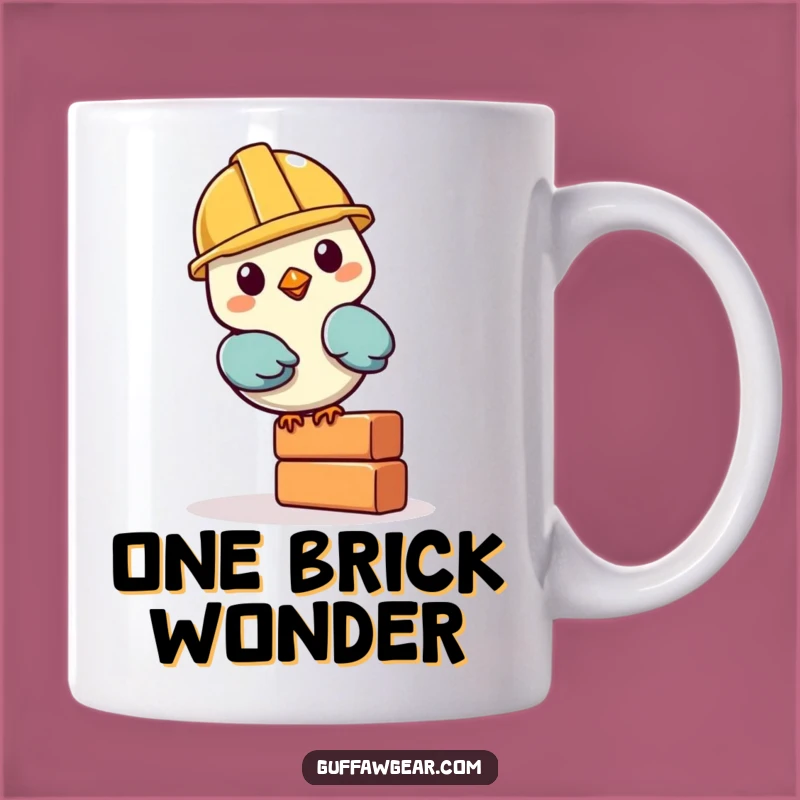 Funny Bird Builder Mug: A Hilarious Construction Gift Featuring a Determined Bird with a Brick