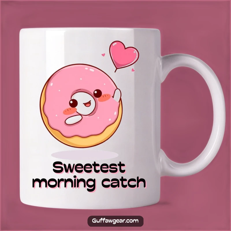 Funny Donut Heart Catch Mug - Adorable Sweet Treat Gift for Romantics