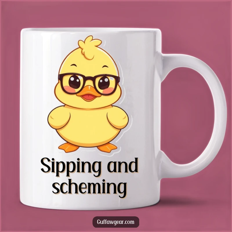 Funny Mischievous Duck Mug: Hilarious Plotting Spectacle Character Gift