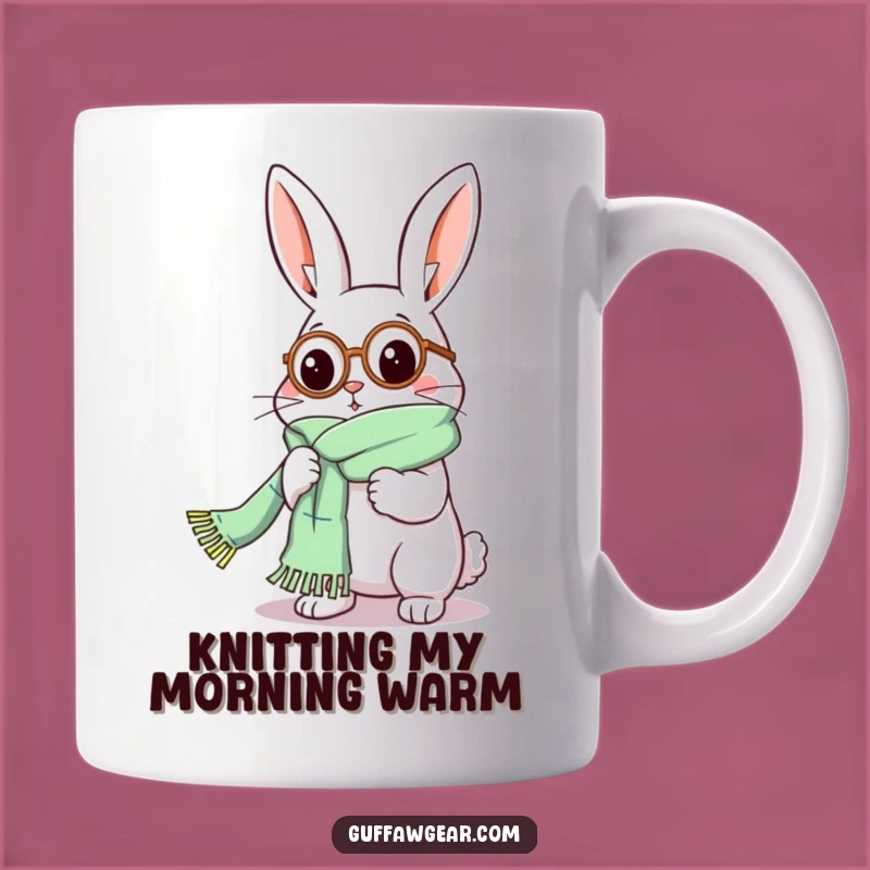 Funny Rabbit Monocle Knitting Mug - Hilarious Crafty Critter Gift