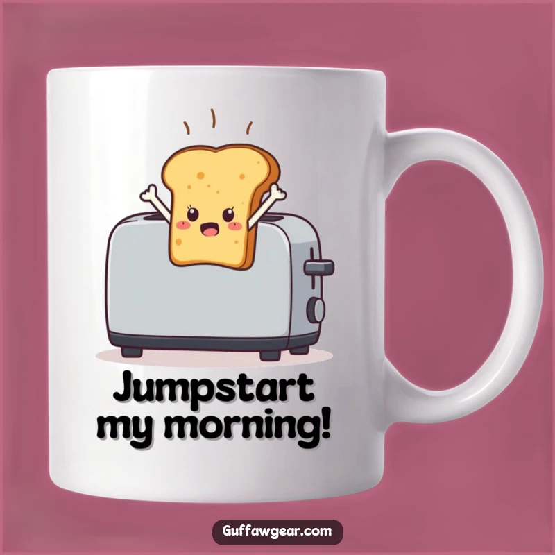 Funny Startled Toast Mug: Leaping Breakfast Character Humor Gift