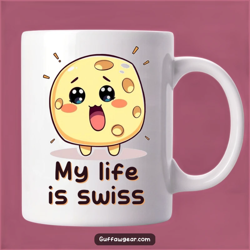Funny Surprised Cheese Mug: Rapid Holes Humor Gift