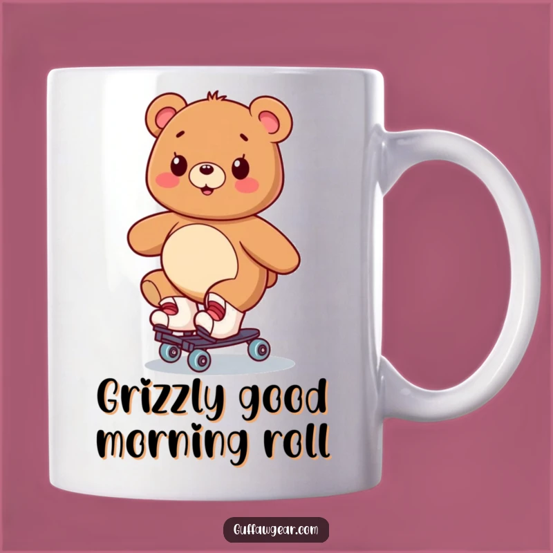 Funny Bear Roller Skating Mug: Wobbly Smiles, Perfect Gift for Clumsy Fun