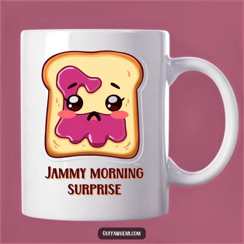 Funny Startled Toast Jam Mug - Hilarious Breakfast Cartoon Gift for Toast Lovers