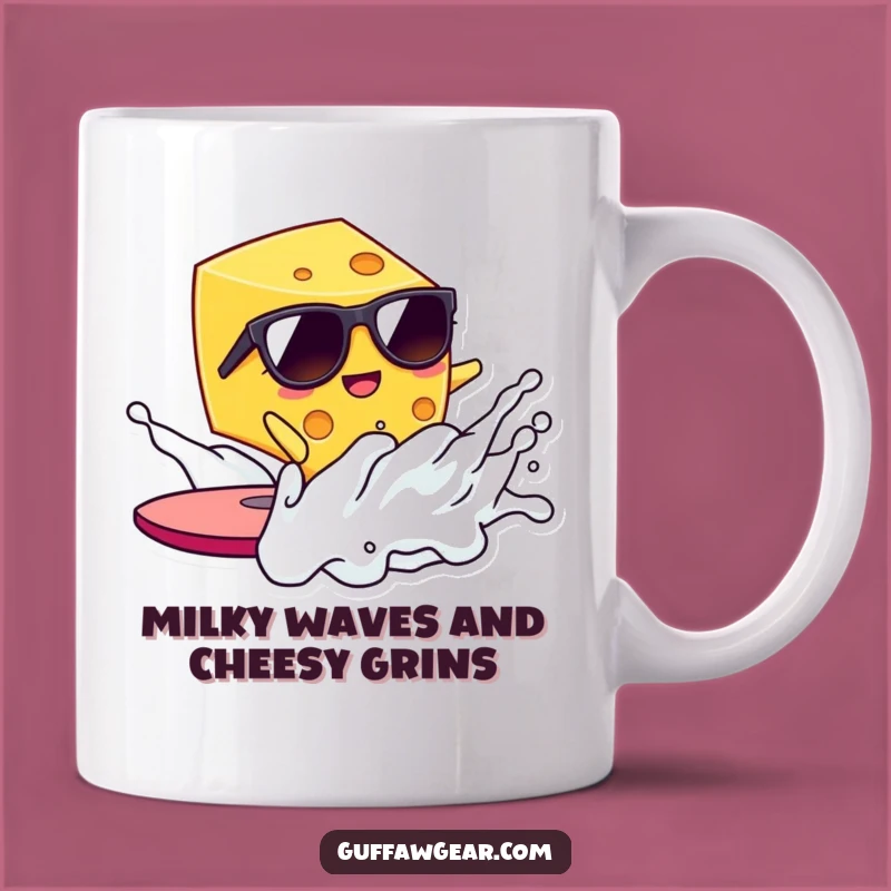 Funny Kawaii Cheese Surfer Mug: Hilarious Surf Art Gift for Cheese Lovers
