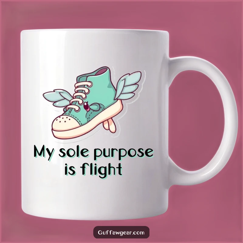 Funny Flying Shoe Mug: Hilarious Attempt at Flight for Dreamers