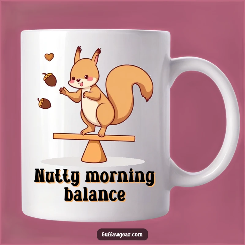 Funny Squirrel Acrobat Mug: Juggling Acorn Teeter-Totter Gift for Nut Lovers
