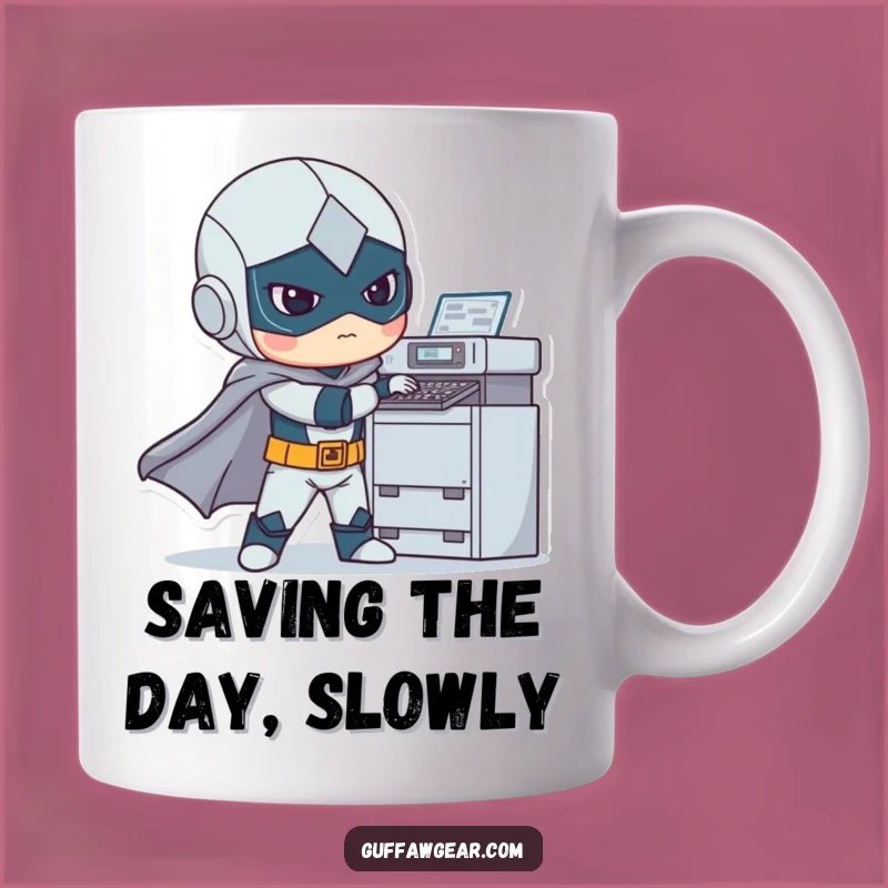 Funny Superhero Printer Fail Mug: Hilarious Tech Support Gift Mug