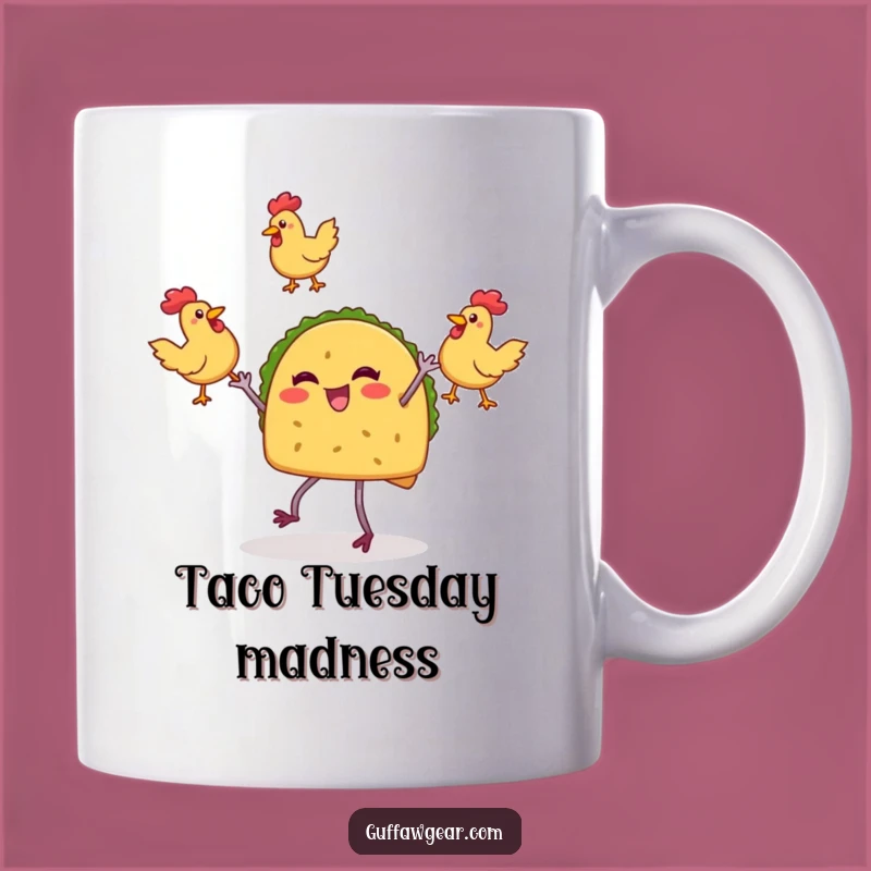 Funny Taco Juggler Mug: Rubber Chicken Chaos - Perfect Funny Gift for Foodies!