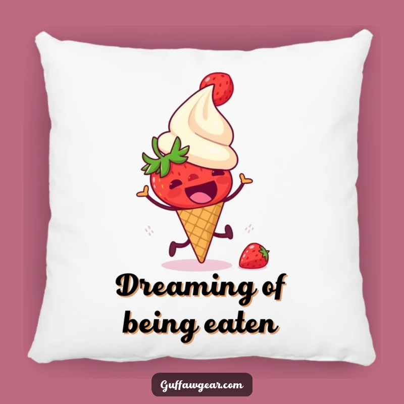 Funny Strawberry Ice Cream Pillow: Cozy & Humorous Accent for Sweet Spaces