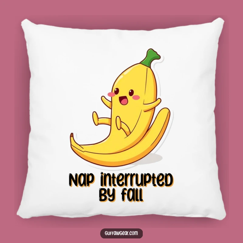 Funny Banana Peel Slip Pillow: Comedic Food Character Accent Cushion