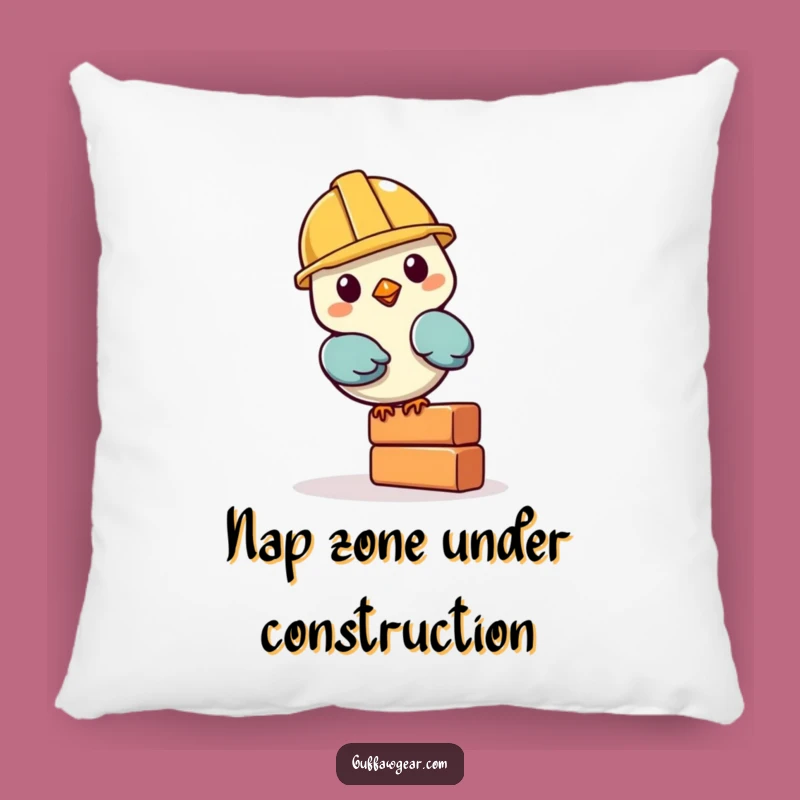 Funny Bird Construction Pillow: Comfy and Hilarious Accent for Couch and Bed Gift