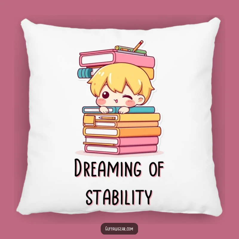 Funny Office Balance Pillow: Comedic Supply Stack Accent Cushion