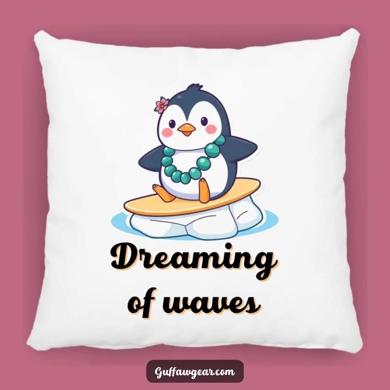 Funny Penguin Surf Pillow: Comfy and Hilarious Accent for Couch and Bed Gift