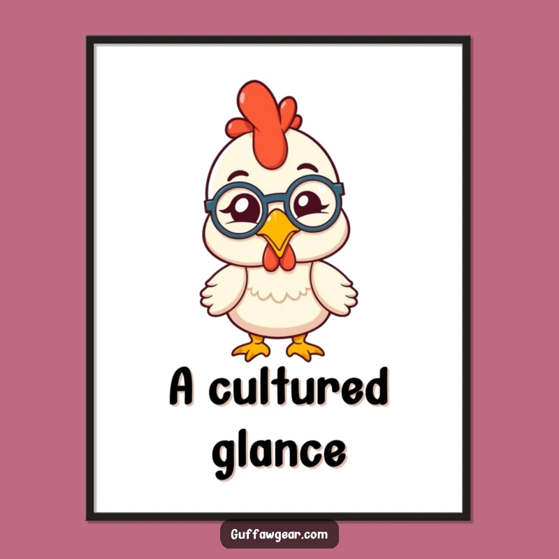 Funny Monocle Winking Chicken Digital Art: Instant Humorous Decor for Walls