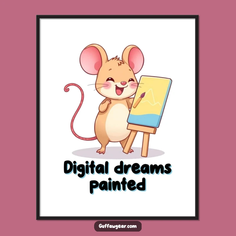 Funny Kawaii Mouse Art Print: Creative Masterpiece Digital Gift