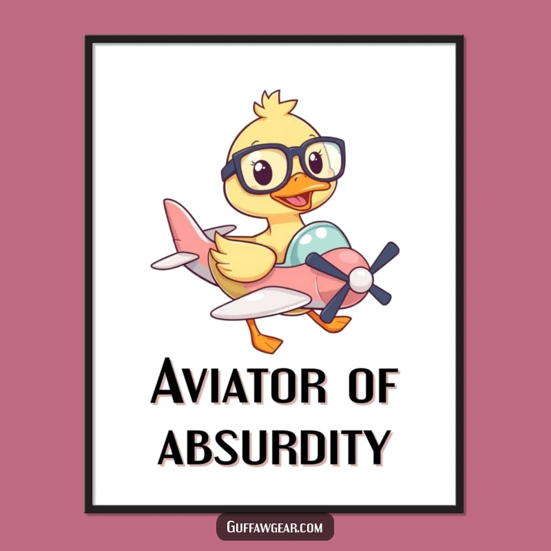 Funny Duck Pilot Digital Art: Aviation Humor Print Gift for Decor