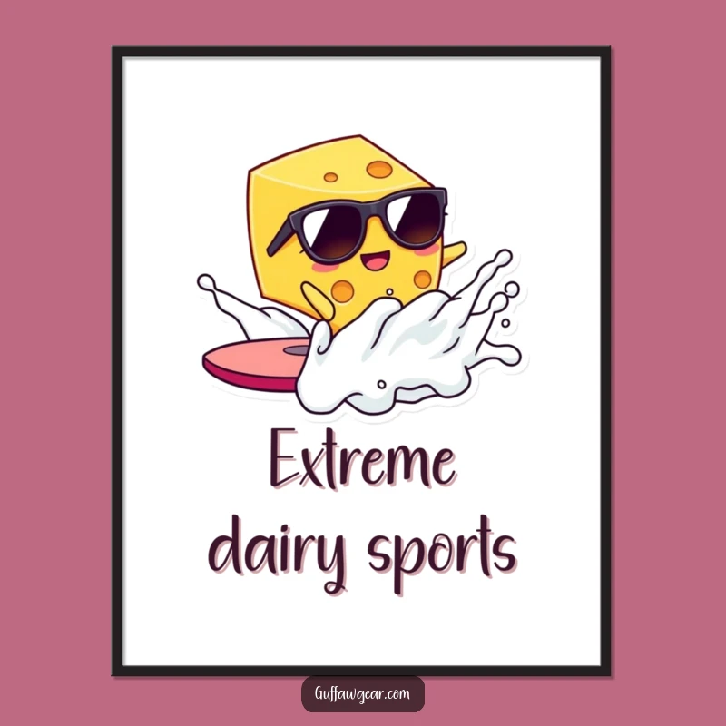 Funny Kawaii Cheese Art Print: Hilarious Milk Wave Digital Gift