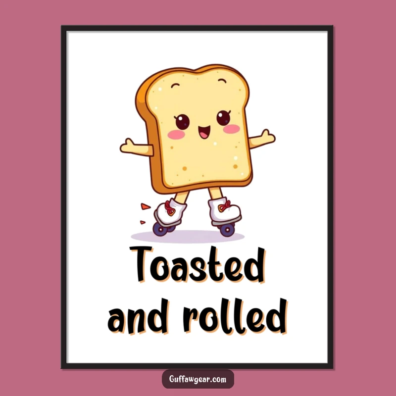 Funny Kawaii Toast Art Print: Hilarious Skater Digital Gift