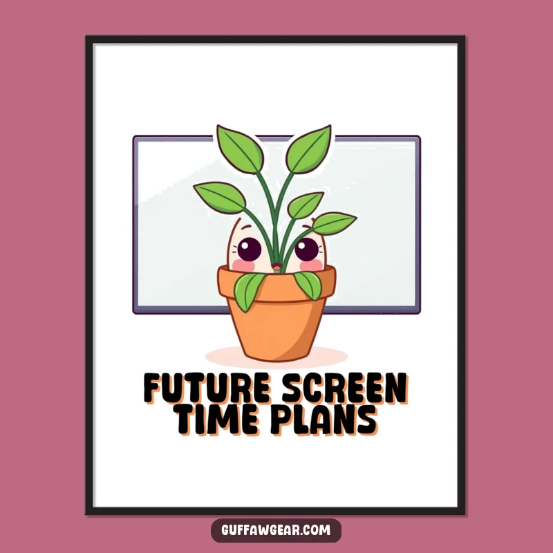 Funny Potted Plant Monitor Digital Art - Instantly Download Hilarious Office Decor