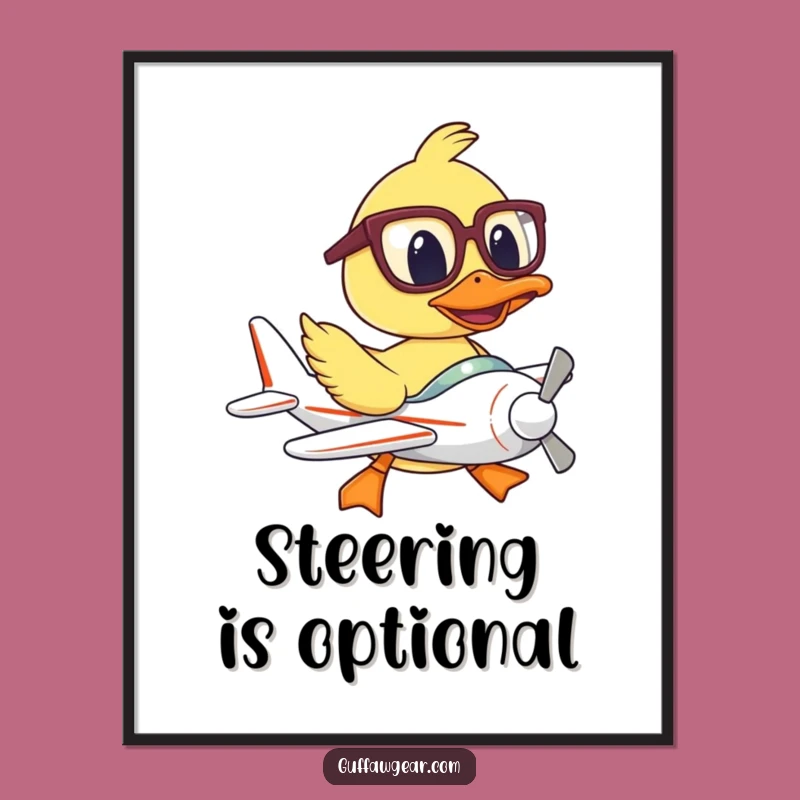 Funny Duck Pilot Digital Print: Oversized Glasses Struggle, Instant Humorous Wall Art
