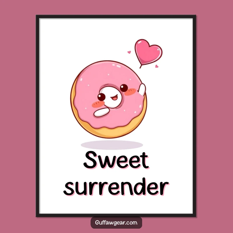 Funny Donut Heart Catch Digital Art - Cute Printable Gift for Walls