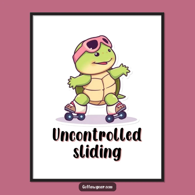 Funny Turtle Skate Digital Art: Hilarious Printable Gift for Instant Decor and Laughs