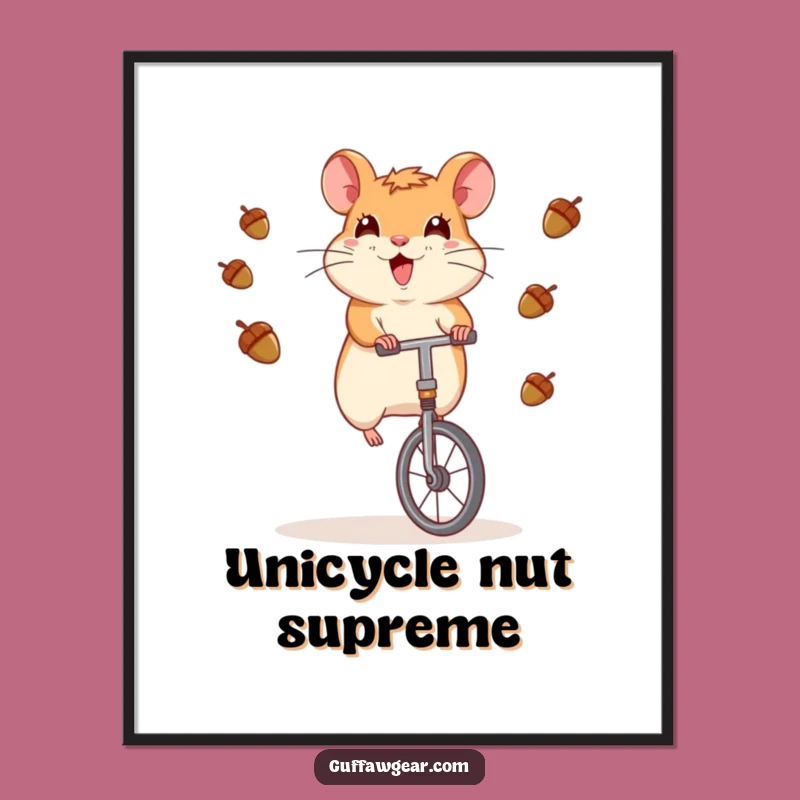 Funny Hamster Unicycle Juggling Digital Print - Instant Hilarious Wall Art Gift