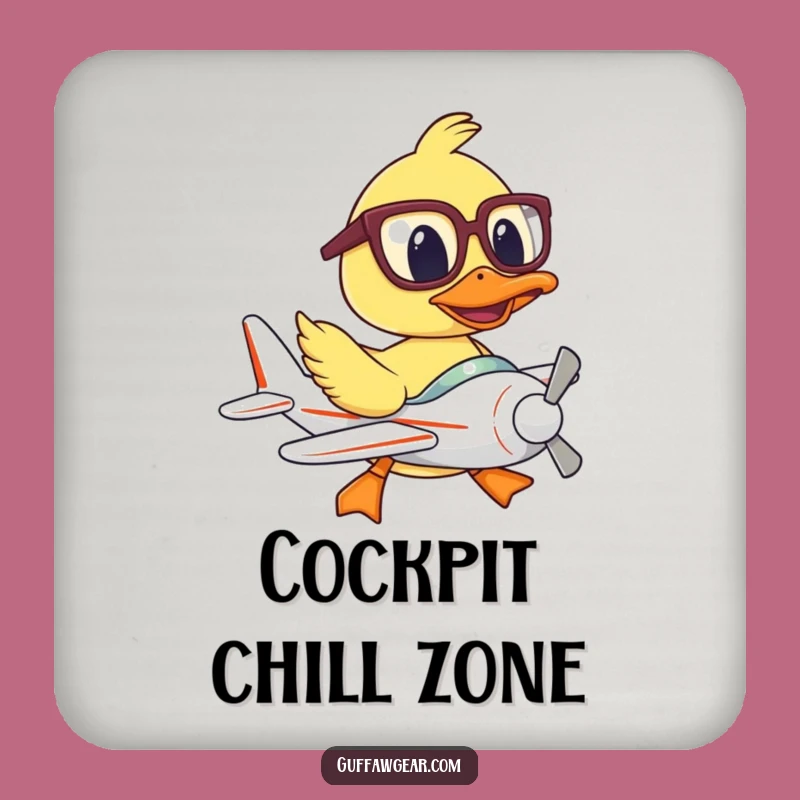 Funny Duck Pilot Coaster: Protect Surfaces with Humorous Flight Mishaps