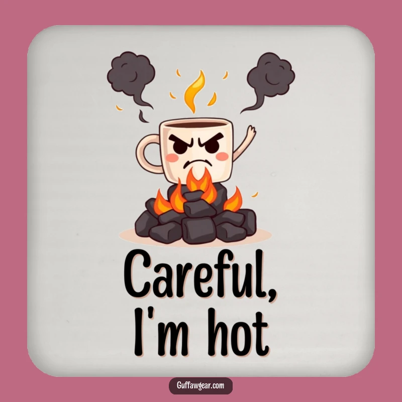 Funny Grumpy Mug Juggling Coals Drink Coaster - Protect Surfaces with Heat