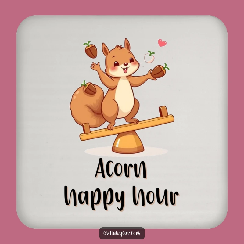 Funny Squirrel Juggling Coaster: Acorn Protection, Quirky Drink Decor