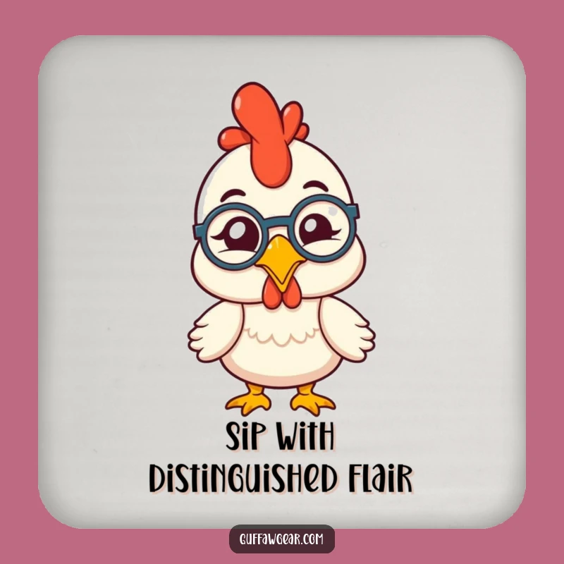 Funny Winking Monocle Chicken Coaster: Protect Surfaces with Comedic Charm